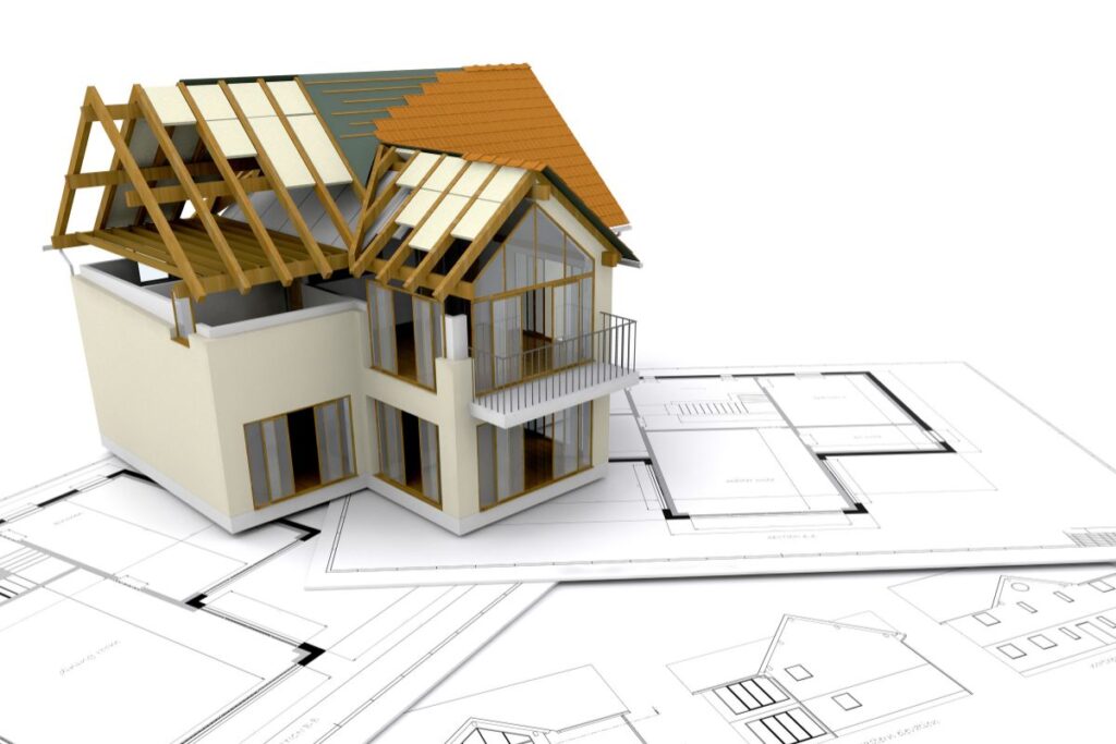 render di una casa in costruzione